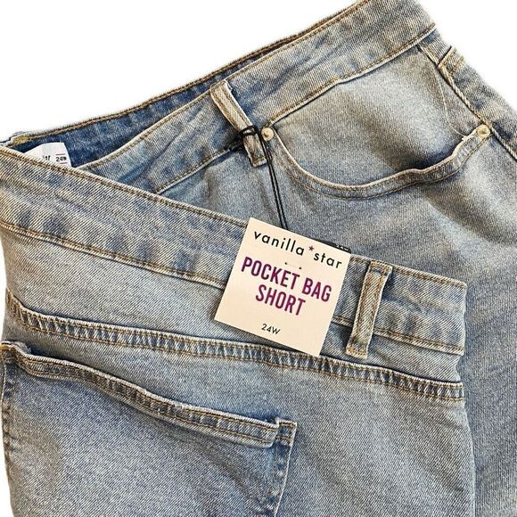 Vanilla Star NWT size 24W pocket bag shorts raw hem - Picture 3 of 5